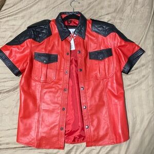 Brand new red and black leather shirt from Urban Tannery
